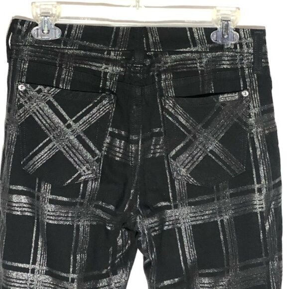 7 FOR ALL MANKIND black silver shine stretch pants stretch shine size 28 READ - Picture 7 of 7